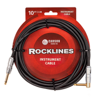 Carson Rocklines 10ft Straight to Right Angle Guitar/Instrument Cable ROK10SL