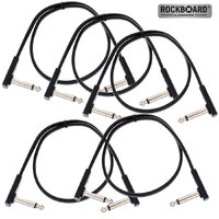 5x Rockboard Flat Black Patch 60cm Guitar Cable Space Saving Joiner Lead