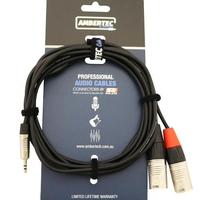 Ambertec Y Cable 1.5m REAN 3.5mm TRS M Plug to 2 x XLR M