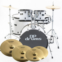 DP Drums Studio Xtreme 5 Pce Drum Kit BTB20 14 16 18 Control Cymbal Pack + Stool - White