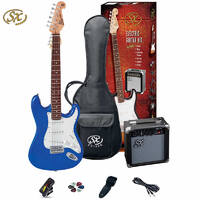 SX Blue Electric Guitar and 10W Amplifier Pack including Accessories SE1SKEB