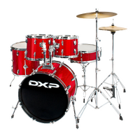DXP Fusion 20 Series 5 Piece Drum Kit 20" 10" 12" 16" 14" Sn Candy Apple Sparkle w/Cymbals and Throne TXP06CAS