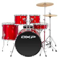 DXP Pioneer Series 5 Piece Drum Kit including Cymbals and Stool - Candy Apple Sparkle