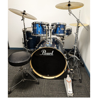 Pearl EXX Export 5 Piece Drum Kit w/Stands + 14,16,20 Cymbals - Blue Sparkle - Used - Includes Warranty