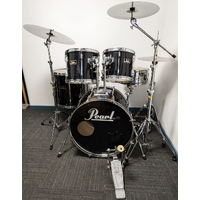 Pearl Export 5 Piece Drum Kit w/Stands + 14,16,20 Cymbals - Black - Used - Includes Warranty