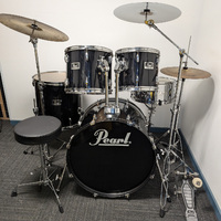 Pearl Forum 5 Piece Drum Kit w/Stands, 14,16,18 Cymbals + Stool - Black - Used - Includes Warranty