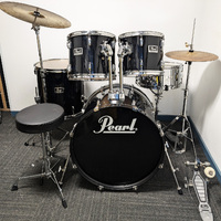 Pearl Forum 5 Piece Drum Kit w/Stands + Cymbals + Stool - Black - Used - Includes Warranty