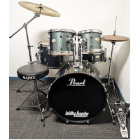 Used Pearl Forum 5 Piece Drum Kit w/Stands + Cymbals + Stool - Grey Sparkle - Includes Warranty