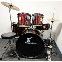 DP Percussion 5 Piece Drum Kit w/Stands Cymbals + Stool - Wine Red - Used - Includes Warranty