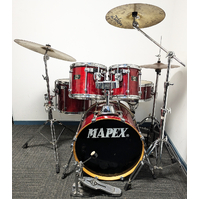 Used Mapex Mars Pro 5 Piece Drum Kit w/Stands Zildjian Cymbals - Cherry Red Includes Warranty