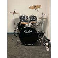 Used PDP EX 5 Piece Drum Kit w/Stands, Stagg Cymbals - Black - Includes Warranty