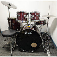 Pearl Roadshow 5 Piece Drum Kit w/Stands, Cymbals, Stool Wine Red - Used - Includes Warranty