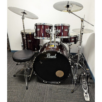 Pearl Roadshow 5 Piece Drum Kit w/Stands, 14,16,20 Cymbals, Stool Wine Red - Used - Includes Warranty