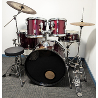 Used Tama Swingstar 5 Piece Drum Kit w/Stands, Cymbals, Stool - Wine Red - Includes Warranty